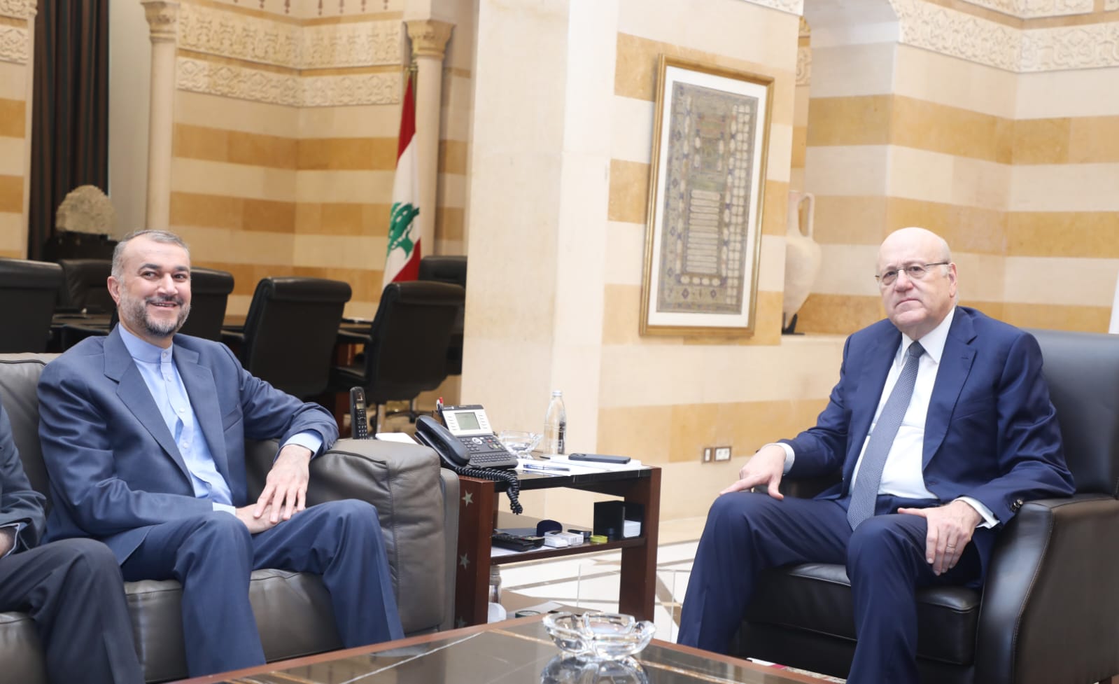 عبداللهيان لميقاتي: هدف زيارتي الحفاظ على الهدوء في لبنان